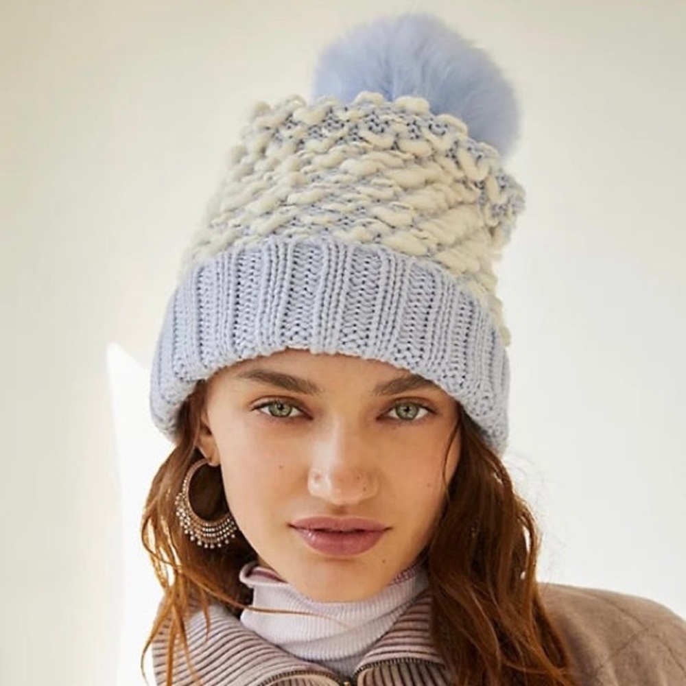 Free People Movement Big Sky Pom Beanie Blue Hat
